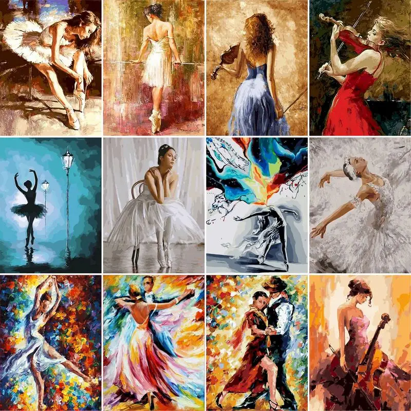 DIY Oil Painting By Numbers Dancing girl Paint By Numbers Figure Wall Art Picture Home Decor 60x75cm