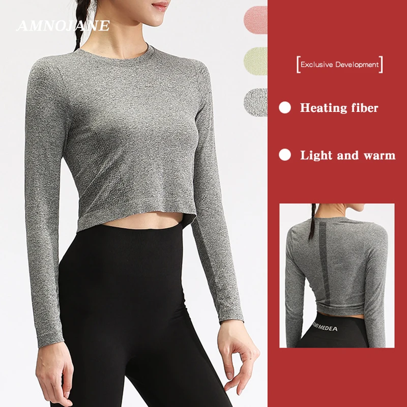 Midriff Спортивная рубашка с длинным рукавом для бега, спортзала, йоги, бесшовная футболка, майка для фитнеса, укороченный топ для тренировок, топы для женщин, спортивная одежда, рубашки