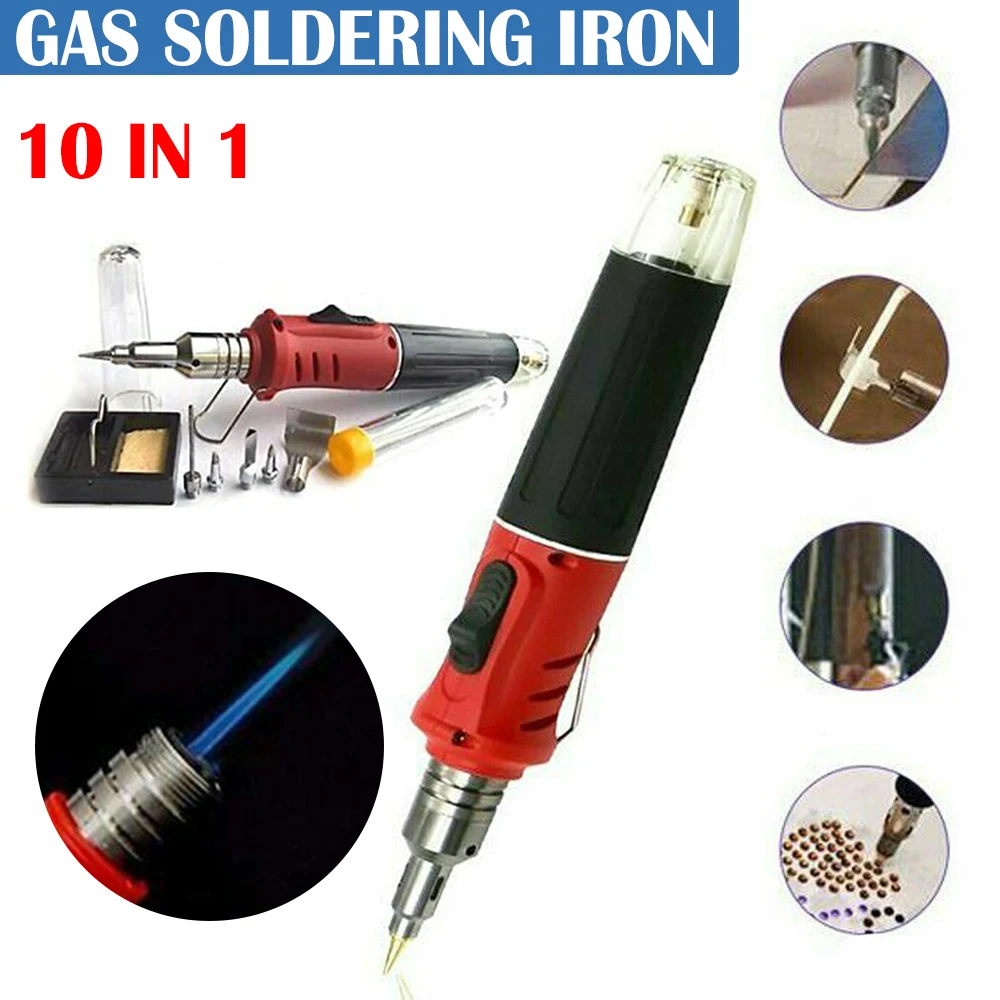 Cordless Auto Ignition Butane Gas Soldering Iron Kit Ignite Welding Torch Tool! 