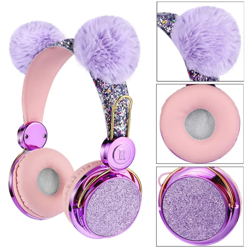 Bluetooth Cute Kids Wireless Headphone with Microphone Girls 3 5mm Music Stereo Earphone Computer Mobile Phone Cat Headphones