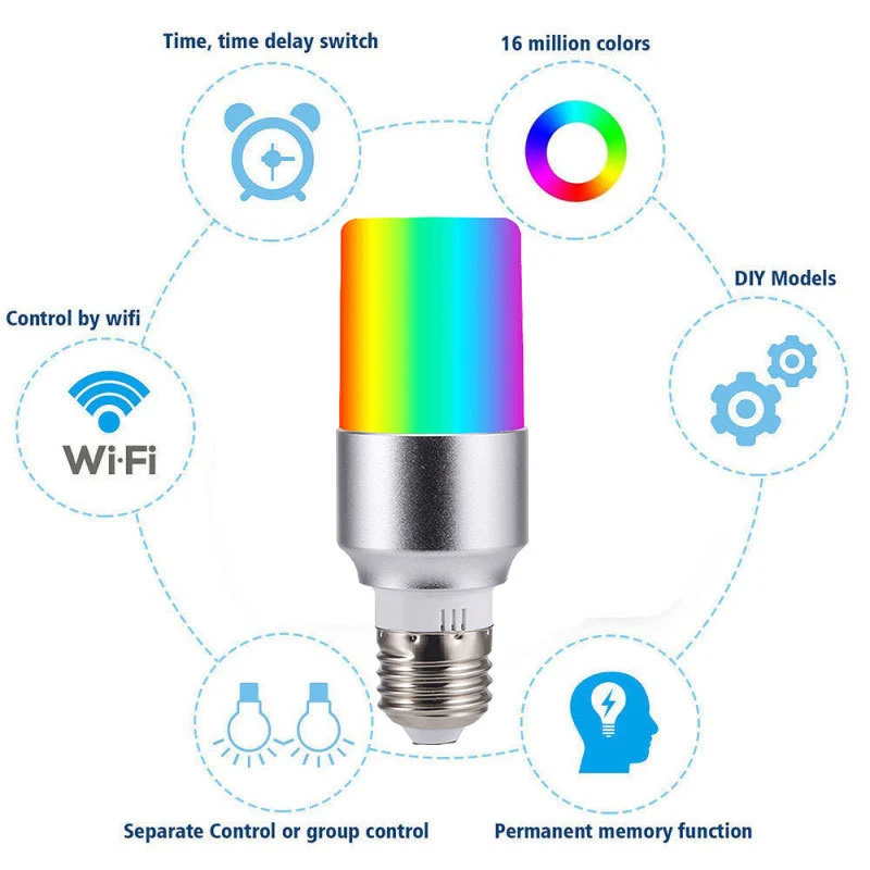 E27/B22/E14 WiFi умный светильник RGB многоцветный 6 Вт затемняющий светодиодный светильник совместим с Alexa Google home управление через приложение smart life