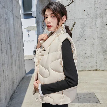 

BG Autumn Winter Women Sleeveless Vest Duck Down Coat outwear thicken warm stand collar J90133002