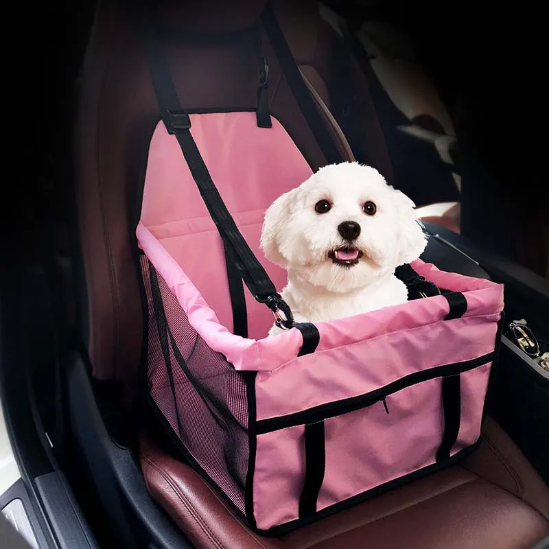 Washable Dog car seat Dog Booster seat is Specially Designed for The Safety of Dogs,Removable Dog cat Travel Velvet car Dog Bed Soft Touch fit for Dogs Cats or Other Small pet（PINK） 