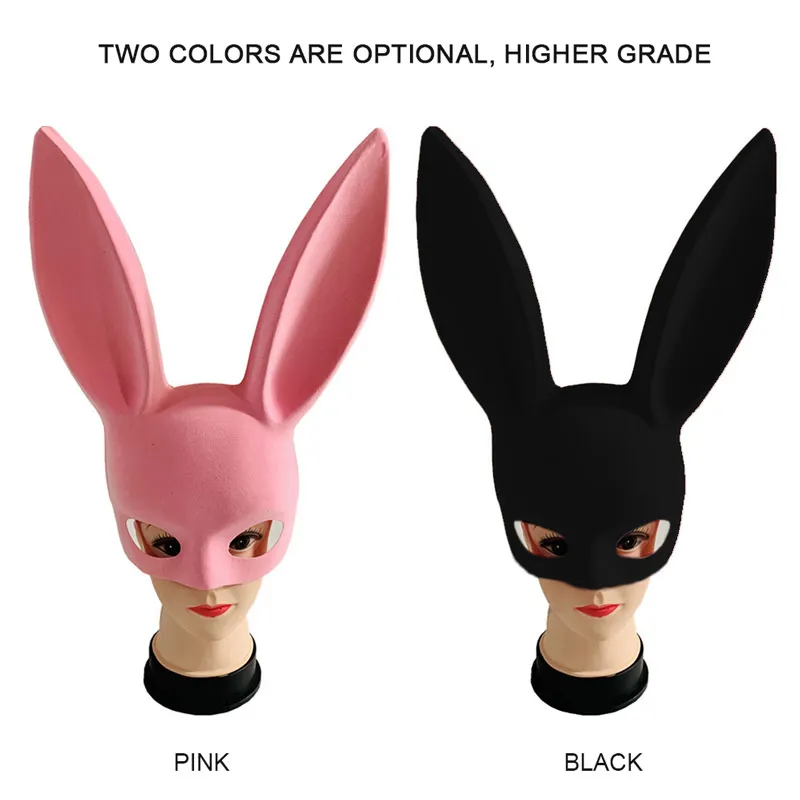 Маска для девочек High-end Хэллоуин Флокирование кроличьи уши маска бар КТВ вечерние мяч маска кролика забавная маска для праздника вечерние поставки, черный, красный