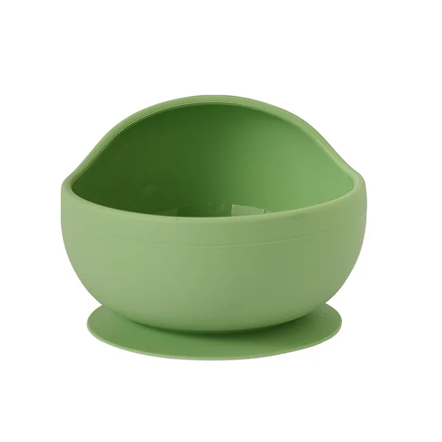 Silicone Baby Feeding Bowl Spoon Kids Tableware Baby Accessories Silicone Plate Spill-Proof Suction Children Self Feeding Dishes Bowl Light Green