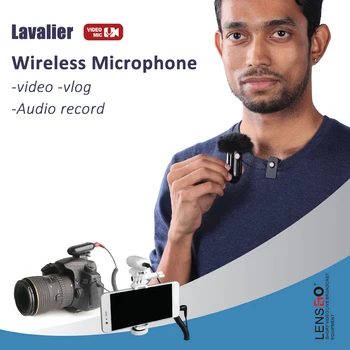 

Lensgo LWM-318C Wireless Microphone Lavalier Video Mic for Cell phones Cameras DSLR Gimbal Vlog Audio Interview Lapel MIC