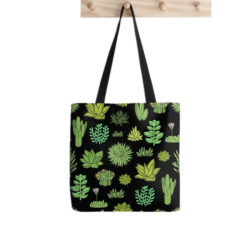 Shopper Succulents and cactus plant Printed Tote Bag women Harajuku shopper handbag girl Shoulder shopping bag Lady Canvas Bag