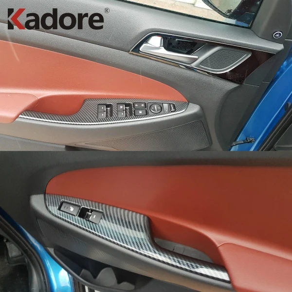 Для hyundai Tucson 2015 2019 2020 углеродное волокно внутренняя дверь подлокотник панель окно