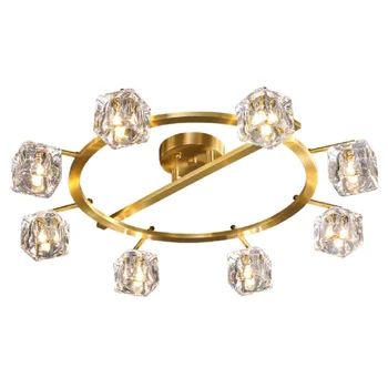 

HAIXIANG Modern Living Room Crystal Ceiling Light Household Round Bedroom Lamp Restaurant Kitchen Balcony Ceiling Lighting Fixtu