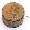 Antique Carved Gift Box Wooden Cylindrical Hand-Cranked Music Box Birthday Gift Christmas Gift New Year Gift 6