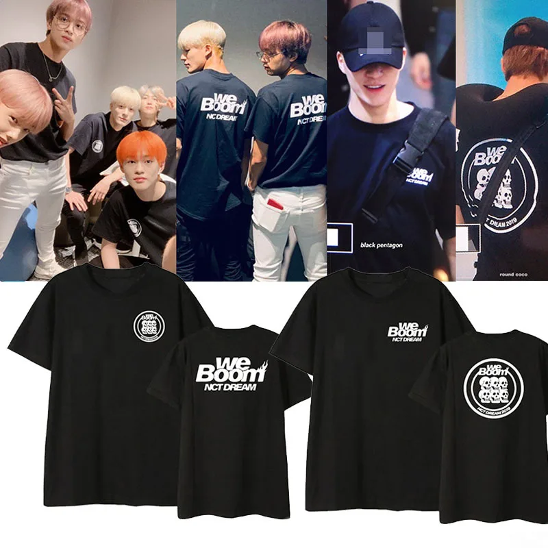 

NCT Dream New Album WE BOOM T-Shirt a Short Sleeve With a Gas Field White Black Mark Renjun Jeno Clothes LJJ431