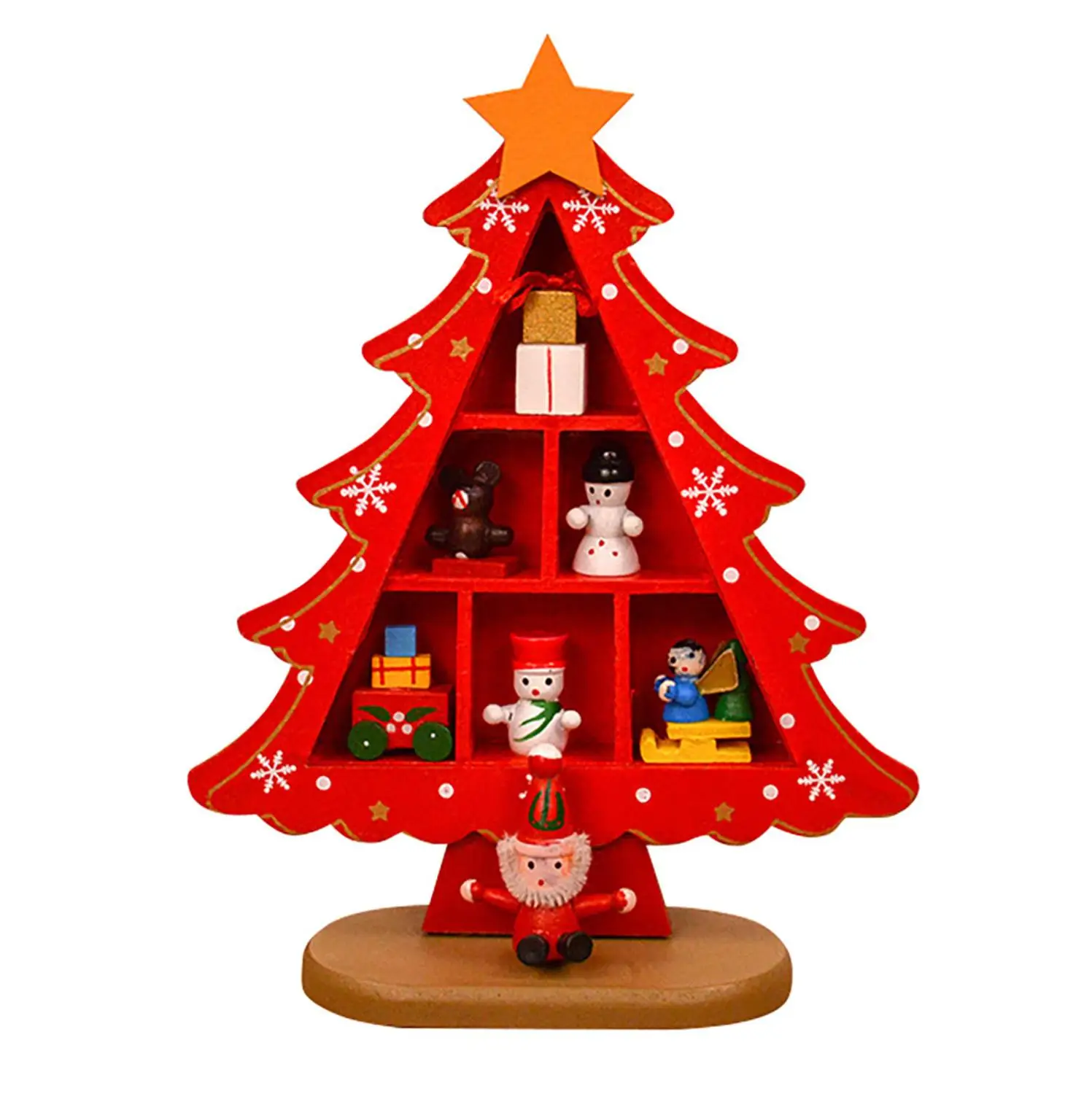 Миниатюрная Рождественская елка DIY деревянная ручная работа украшение стола для дома орнамент с рождественской елкой детская Подарочная игрушка vilten kerstboom 4FM - Цвет: Бургундия