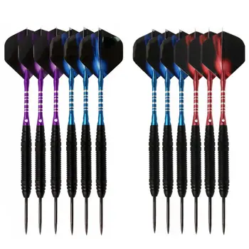 

6pcs/set Steel Tip Darts Balanced Weight Excellent Grip Party Bar Professional Game Competition Random Color
