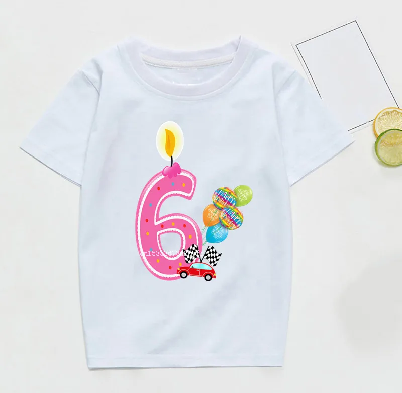 Детская мультяшная машина 1-9 лет футболка с принтом в виде номера на день