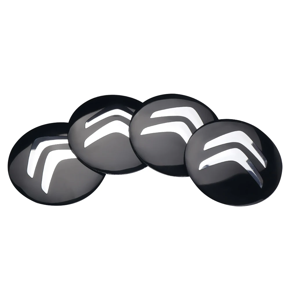 Silver Black Для Citroen C4 C5 C3 C2 C1 C4L Picasso Saxo 4 шт. Автомобильная эмблема колпачки ступицы колеса наклейки шины пылезащитные наклейки значок аксессуары - Название цвета: Silver Black