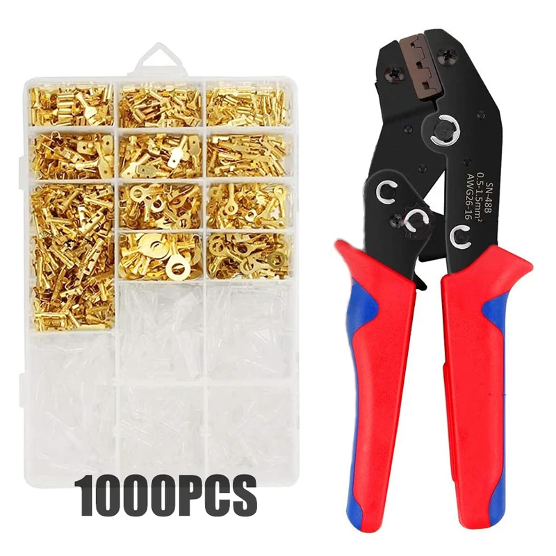 SN-48B Crimping Pliers 0.5-2.5mm² 2.8 4.8 6.3 Car spring plug crimp male wire Connectors Terminals Set Wire Electrical Hand Tool |
