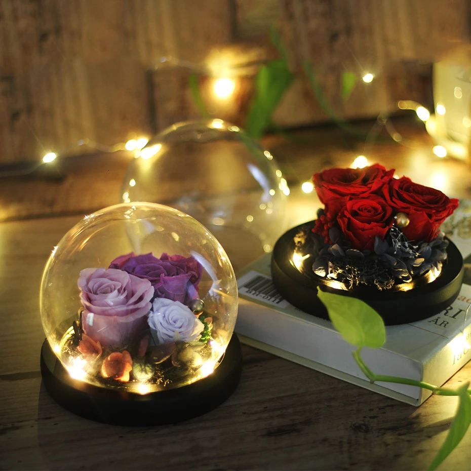 Красавица и Чудовище вечный цветок Роза в колбе свадебное украшение искусственное цветы в стеклянной обложке на День святого Валентина подарки