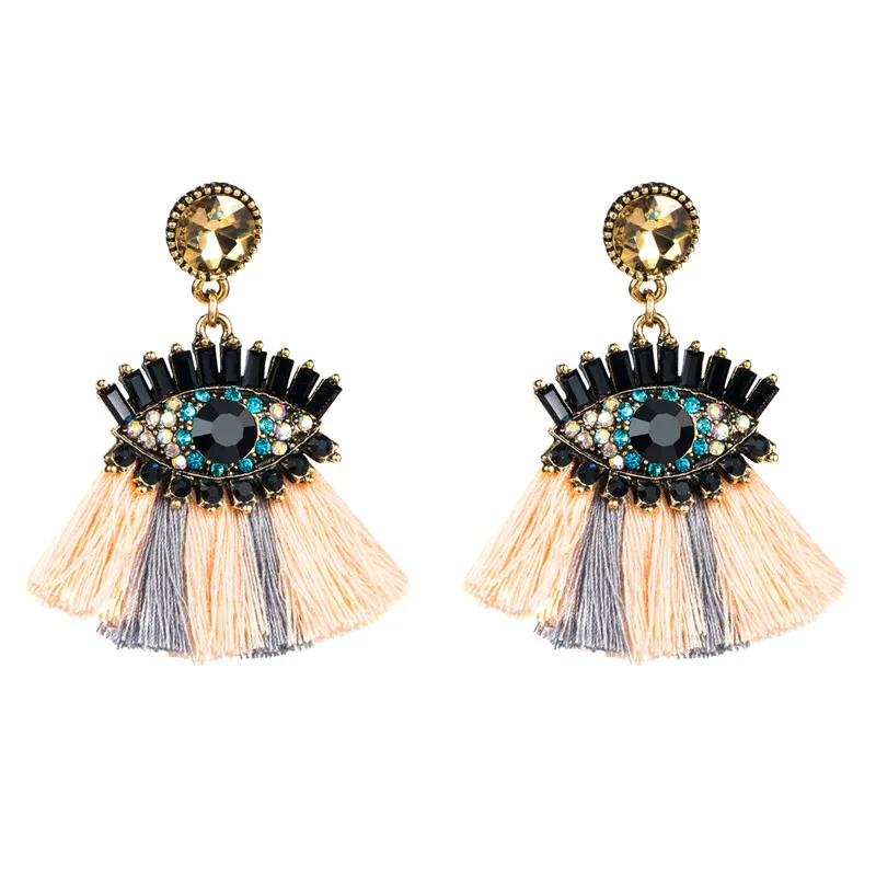 

SHADELA Bohemian Acrylic Crystal Eye Contrast Color Tassel Earrings For Women Vintage Statement Earrings Fashion Jewelry YY074