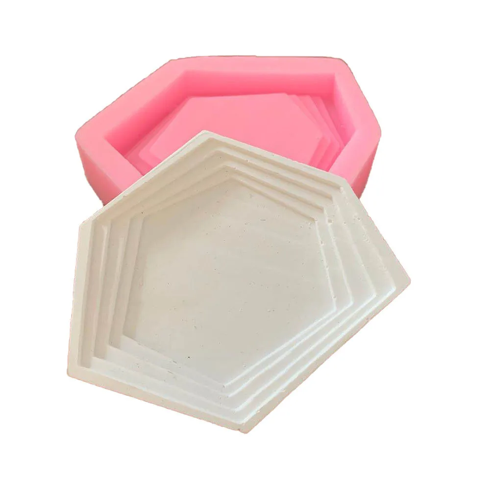 

Irregular Small Hexagons Geometric Concrete Silicone Pallet Mold Desktop Storage Cement Jewelry Storage Epoxy Tray Tool
