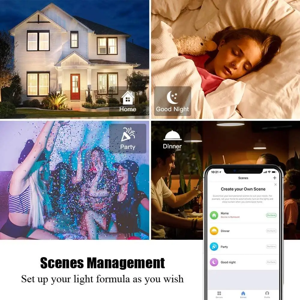 ExtraStar®Only 10W E27 smart LED bulb warm/cold lights & RGB, lamp works with Alexa Google at 2.4GHz