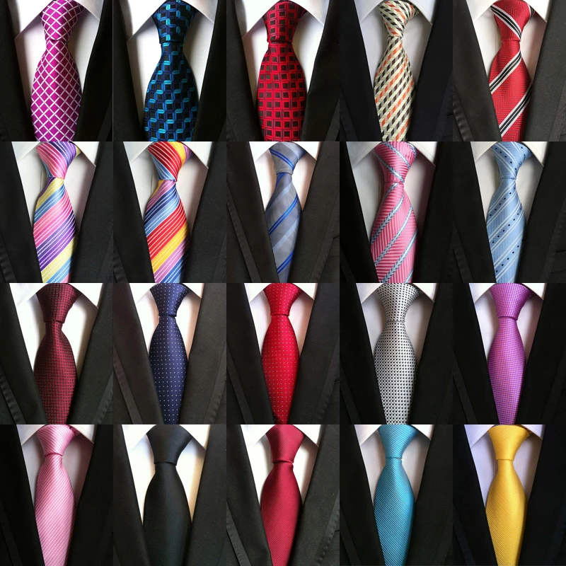 63Color Men's Ties Silk Neck Ties 8cm Jacquard Stripes Solid Dot Classic Necktie For Men Formal Business Wedding Party Gift