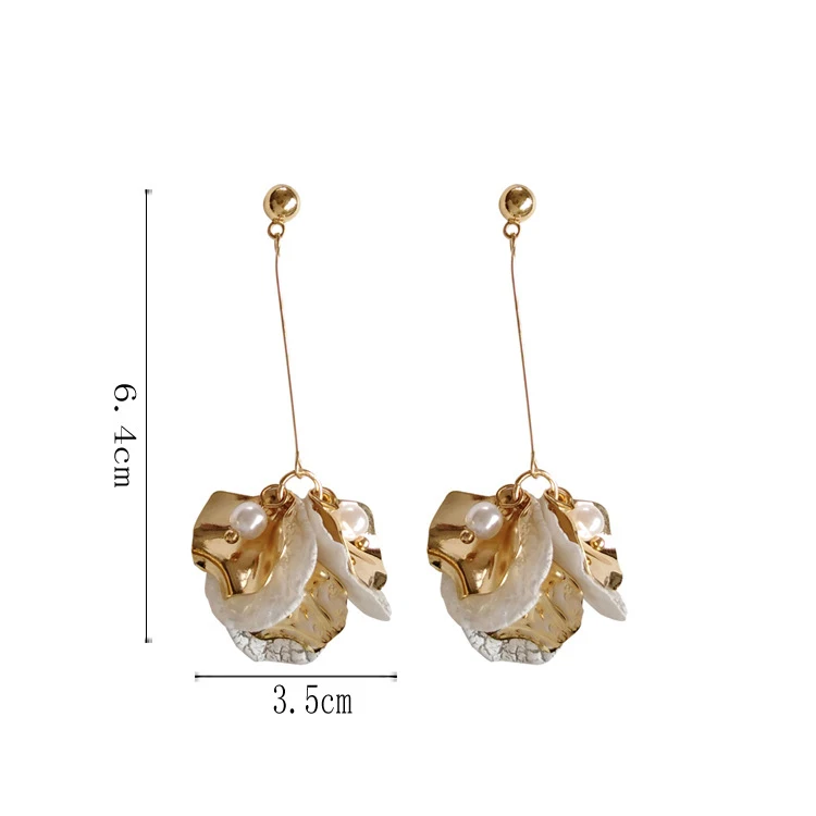 Женский праздничный персональный Инс темперамент Клипсы Серьги без пирсинга имитация оболочка жемчуга Лепесток Цветы Клипсы Серьги