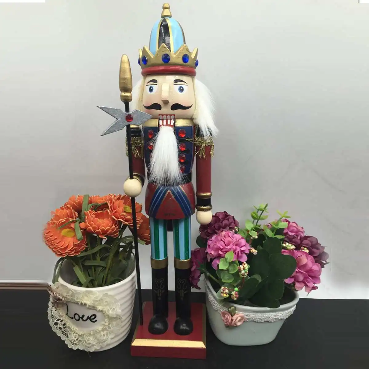 

4Pcs 30CM Nutcracker Puppet Christmas Wooden Doll Child Gift Handcraft Guard Walnut Toy Ornaments Home Decoration