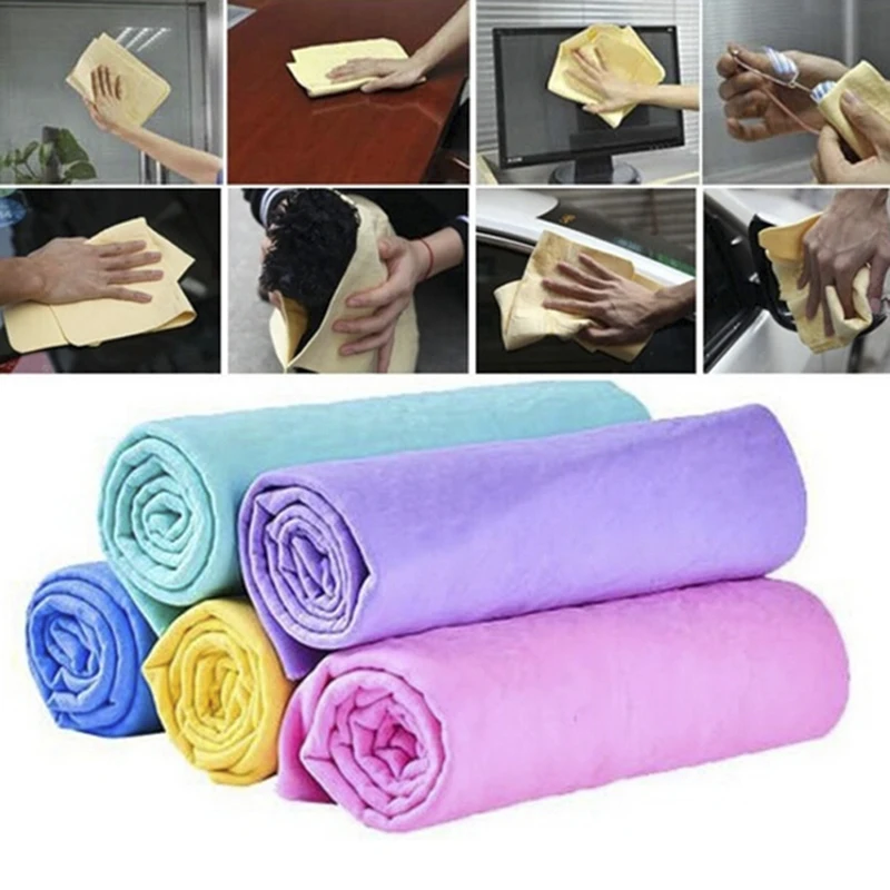 1pc 44x33cm Deerskin Absorbent Towels Chamois Towel Car Kitchen Cleaning Drying Wipe High Quality New Arrival 2021