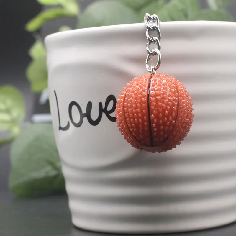 

2.5cm Resin Basketball Key Chains Popular Ins Bag pendant Car Key Ring accessories #LS1908013