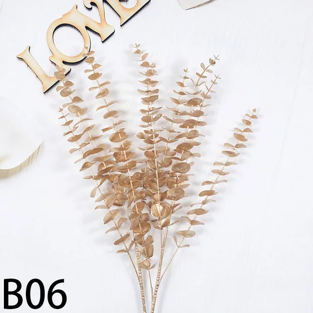 Golden Artificial Plants Simulation Plastic Plants for Christmas Decor Home Living Decoration Party Wedding Flower Arrangement B06