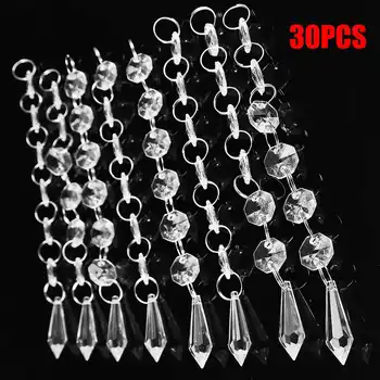 

30PCS Acrylic Crystal Beads Chain Chandelier Pendant Light Garland Hanging Wedding Home Party Shop Bar Counter Decor Led Lamp