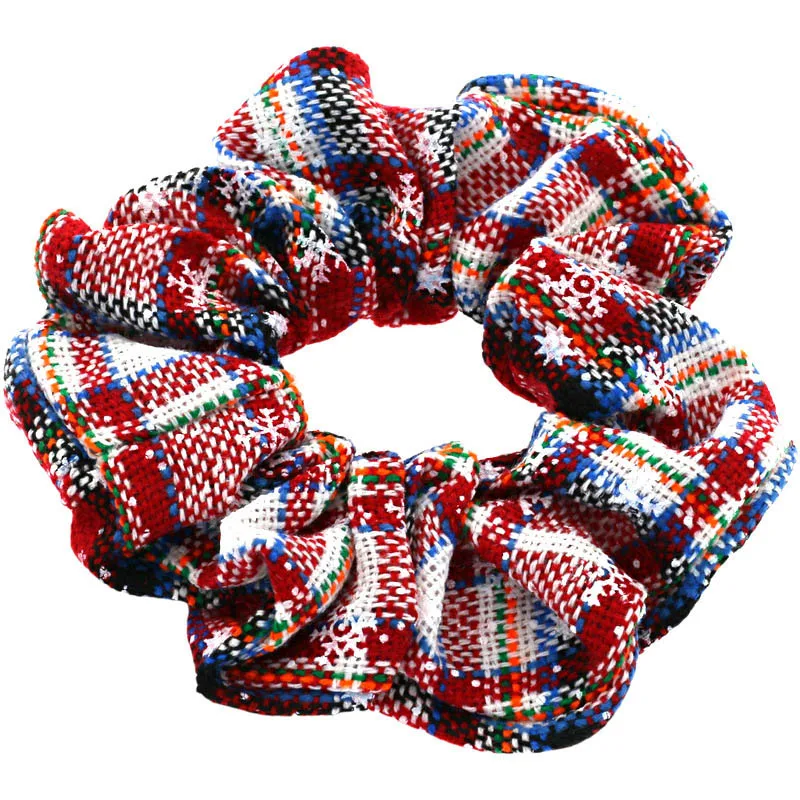 

New Winter Plush Scrunchies Women Girl Plaid Elastic Hair Bands Accessories Ponytail Holder Headdress