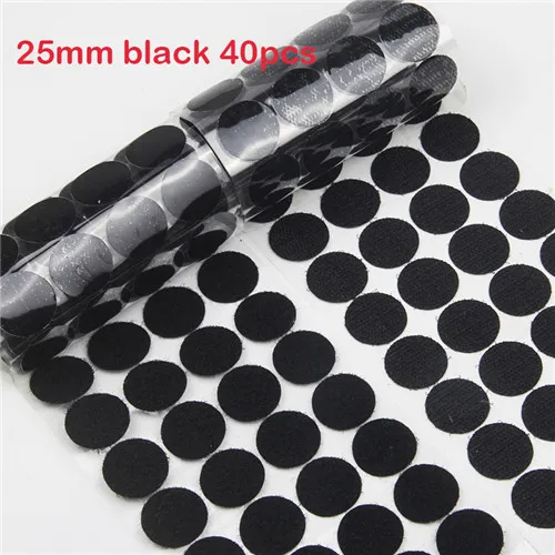 Волшебная лента Velcros Dots Sticks Boob Tape нейлоновая петля-крючок двухсторонняя самозастежка прочная клейкая лента клей для дома 100 пар - Цвет: 25mm black 40pairs
