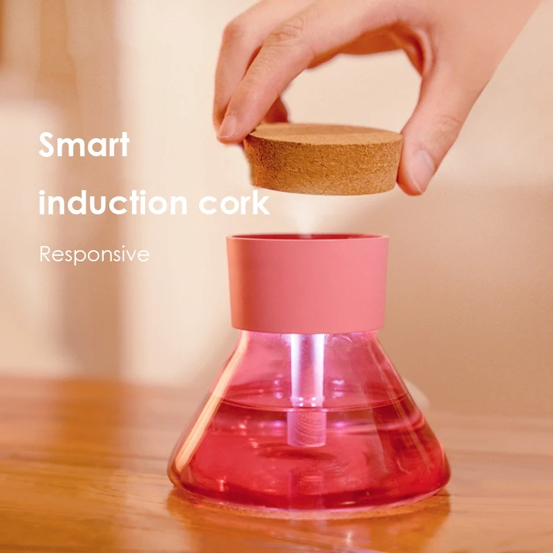 Mini Perfume Bottle Humidifier Glass Usb Desktop Diffuser Led Night Light Air Humidifier for Home Bedroom
