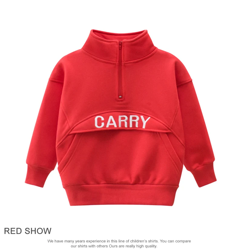 New GFMY Brand Spring Autumn Stand Collar Embroidered letters Leisure Children's sweatshirt Red 24M Baby Top