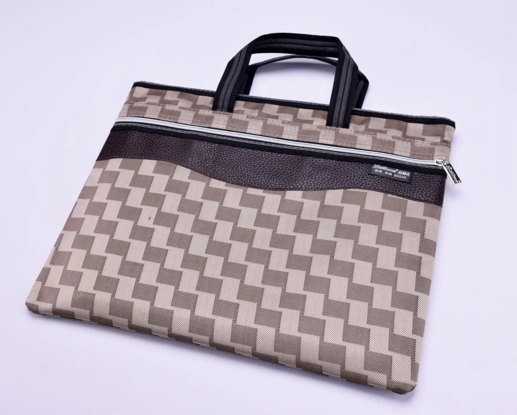 

Baili wen File Holder Grid Hand Zipper Bag Conference B4 Briefbag Customizable Logo Manufacturers Direct Selling