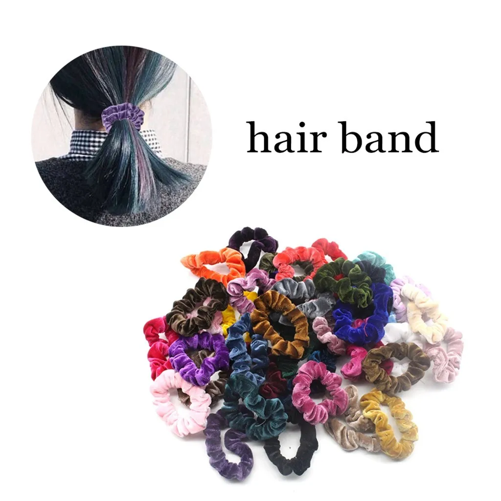 40 шт., бархатные эластичные женские обручи или аксессуары для волос для девочек, женские подтяжки для волос D30820 - Цвет: A