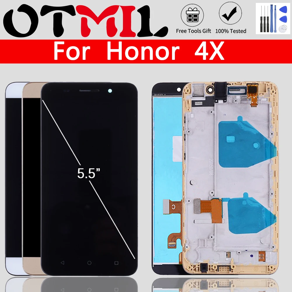 ЖК дисплей OTMIL качества AAA 5 дюйма для HUAWEI Honor 4X сенсорный экран с рамкой дигитайзер