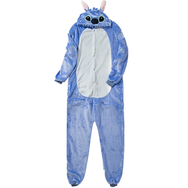 pajamas Милый синий Стич пижамы с обувью Пижама для животных Костюм животных мягкие фланелевые кигуруми Женская домашняя одежда пижамные комплекты одежда для сна - Цвет: pajamas