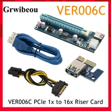 

Grwibeou 10PCS VER006C PCIe 1x to 16x Express Riser Card Graphic pci-e riser Extender 60cm USB 3.0 Cable SATA to 6Pin Power for