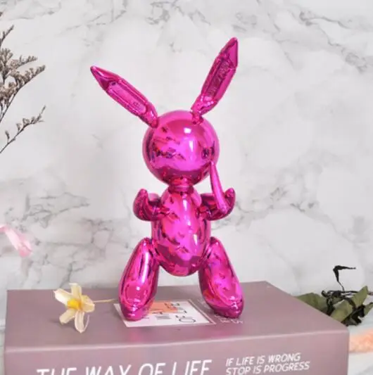 Горячо! американский поп-арт Смола ремесло шар кролик Статуэтка Статуя шар кролик элегантный подарок - Цвет: Rose Red 35CM