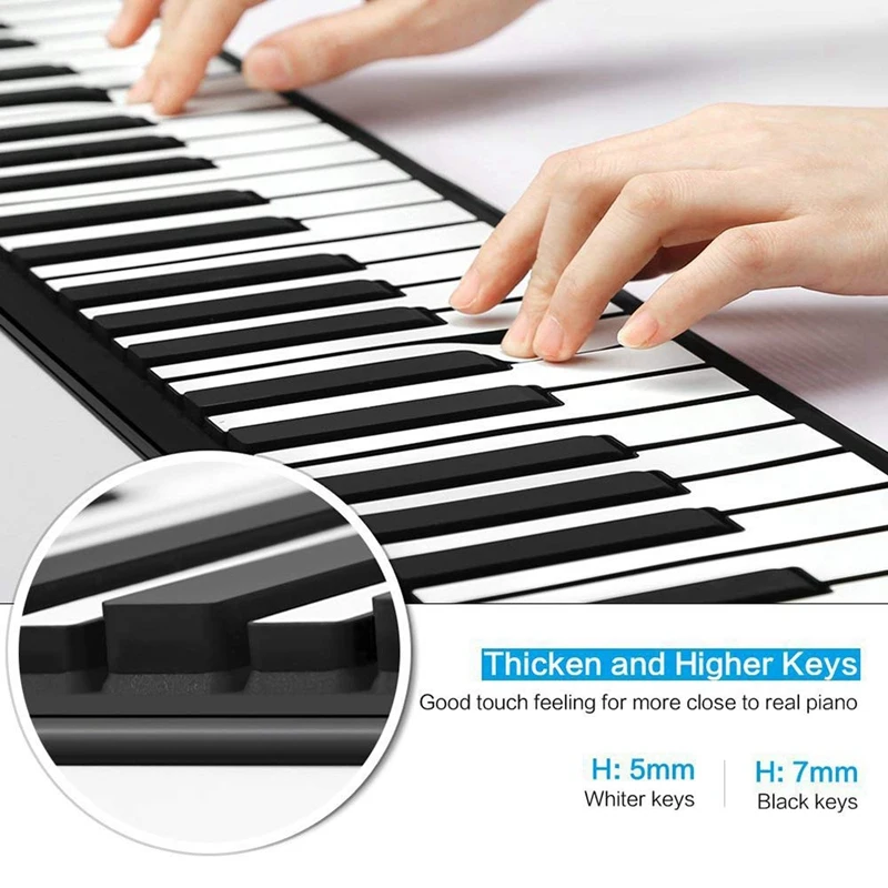 Electric Roll Piano Portable Folding 88 Key Flexible Soft Silicone Electronic Music Keyboard Piano Usb Speaker Us Plug
