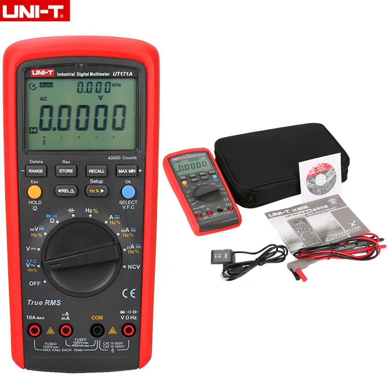  UNI-T UT171A 40000 Counts True RMS Digital Multimeters AC DC Volt Amp Oham Herz with USB Interface 