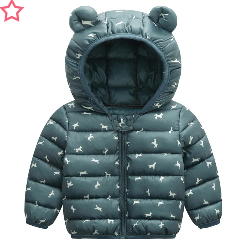 

Fashion children rabbit ears baby boys coats snow winter girl jacket elephant print cute coat 2019 new Kids down coats hooded