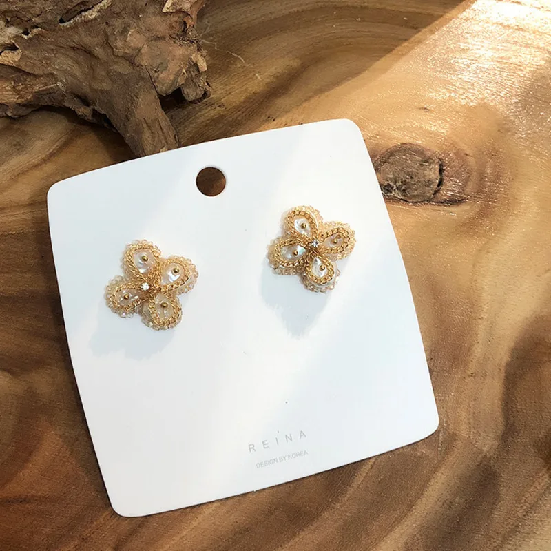 

Korea Design Metal Gold Geometric Irregular Circle Freshwater Pearl Stud Earrings For Women Girl Gift 925 Sterling Silver