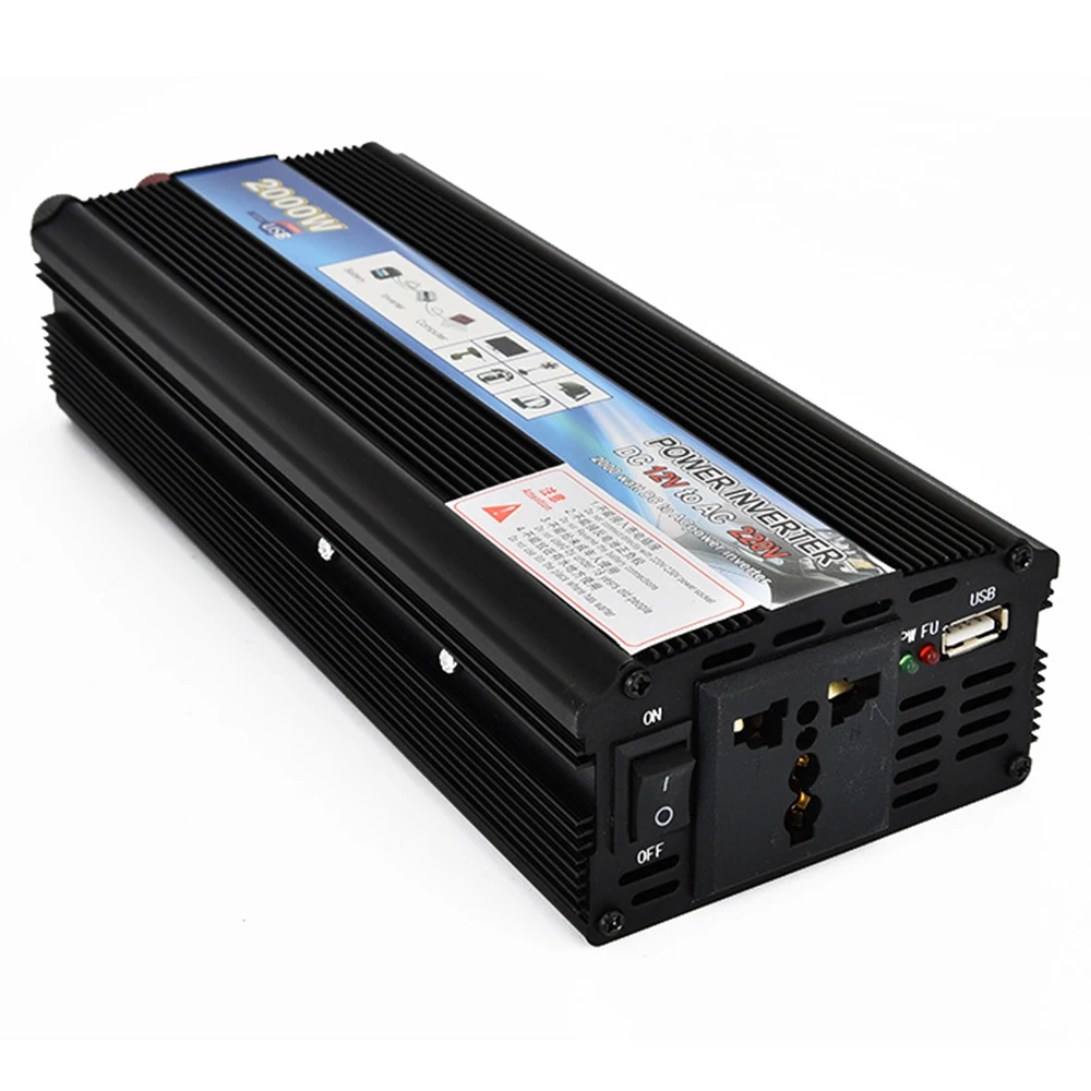 Автомобильный инвертор DC12V солнечной энергии AC110V 220V 50hz автомобильный инвертор 2000w преобразователь инвертор с Usb портом охлаждающий вентилятор Система питания 5