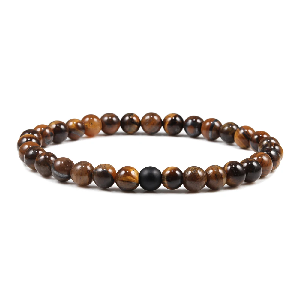 tiger eye Модный браслет с лавовым камнем мужские молитвенные Бусы Будда эластичные браслеты Баланс йога бусины браслет для женщин уникальный подарок драгоценность - Окраска металла: tiger eye