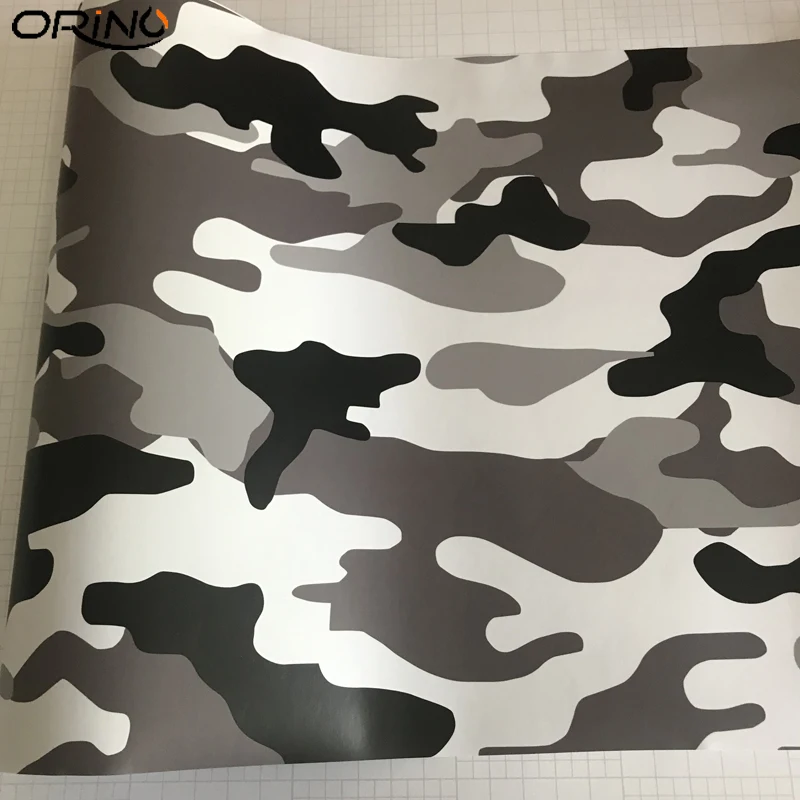 Black White Grey Camouflage Vinyl Film Sticker-3