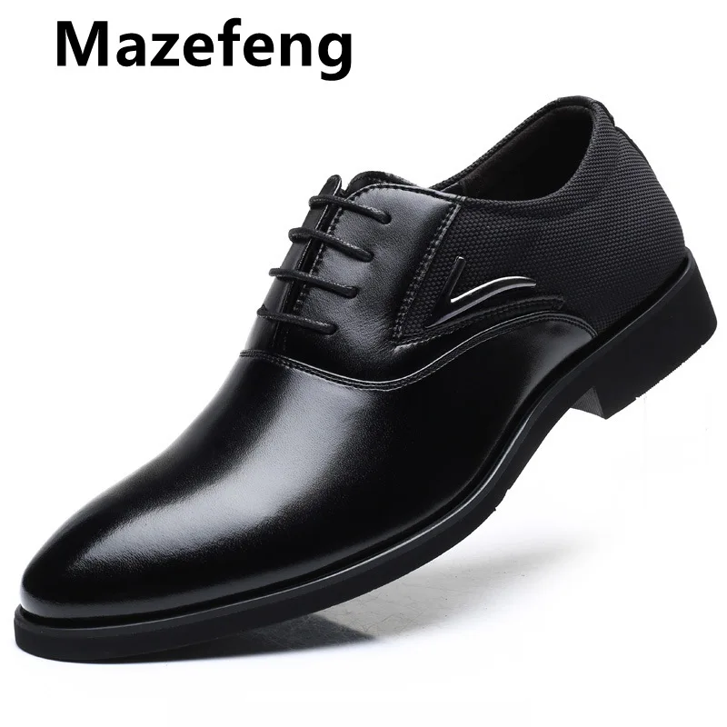 

2019 New Hih Quality Men Pointed Toe Shoes Lace-Up Bullock Business Dress Men Oxfords Shoes Male Formal Shoes Bi Size