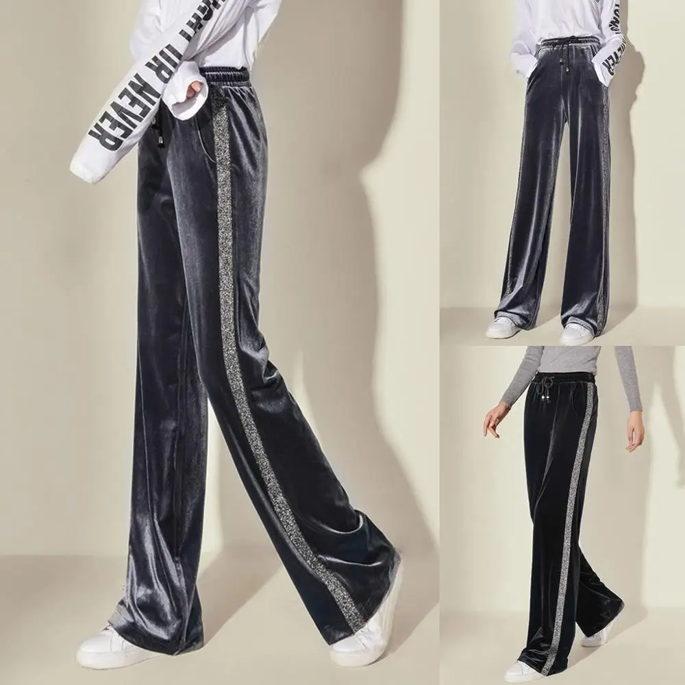 

Women's High Waist Straight Velvet Wide Leg Trousers Loose Casual Sports Pants Training Running Sweaty Quick-drying Sports Trou
